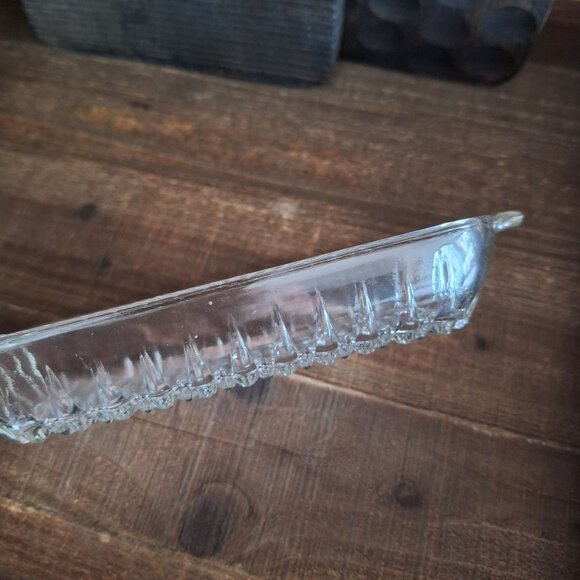 Vintage Clear‎ Glass Butter Dish Handles Bubble Bottom - Picture 5 of 9
